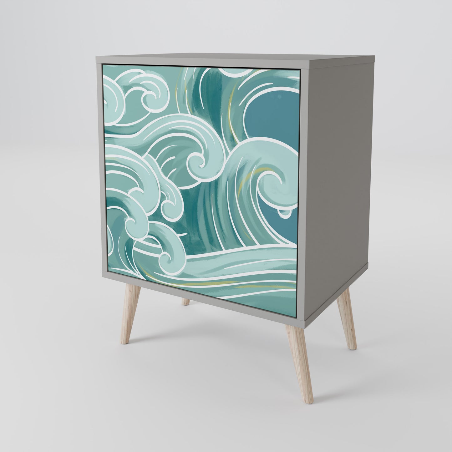 ASIAN SWAY 1-Door Sideboard in Grey Finish