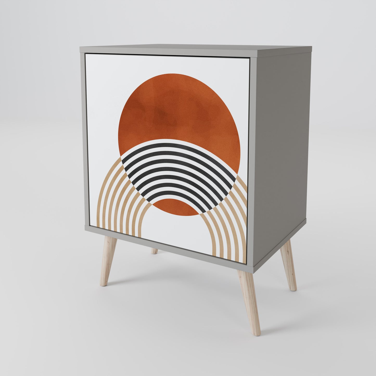 Credenza CIRCLE RHYTM a 1 anta con finitura grigia