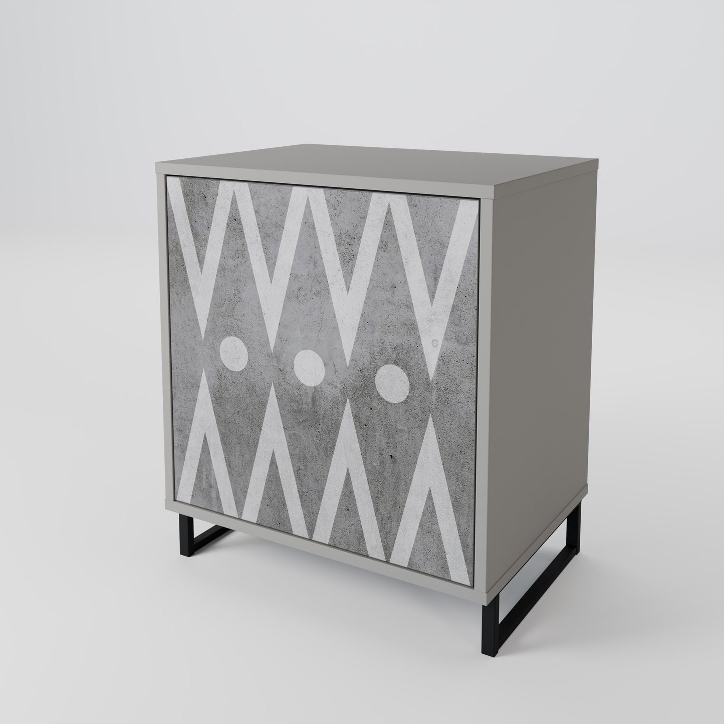SHARP EDGES 1-Door Sideboard in Grey Finish