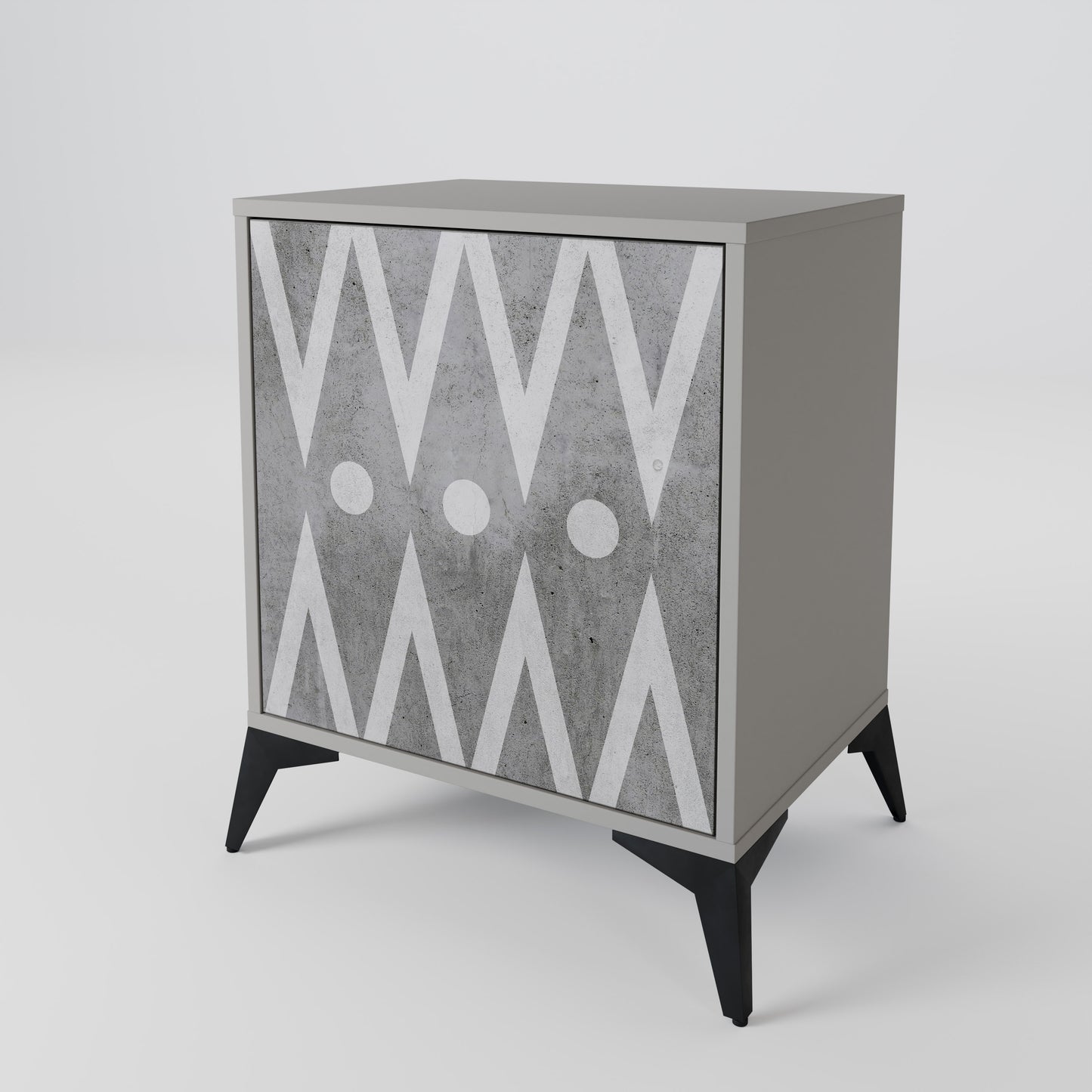 SHARP EDGES 1-Door Sideboard in Grey Finish