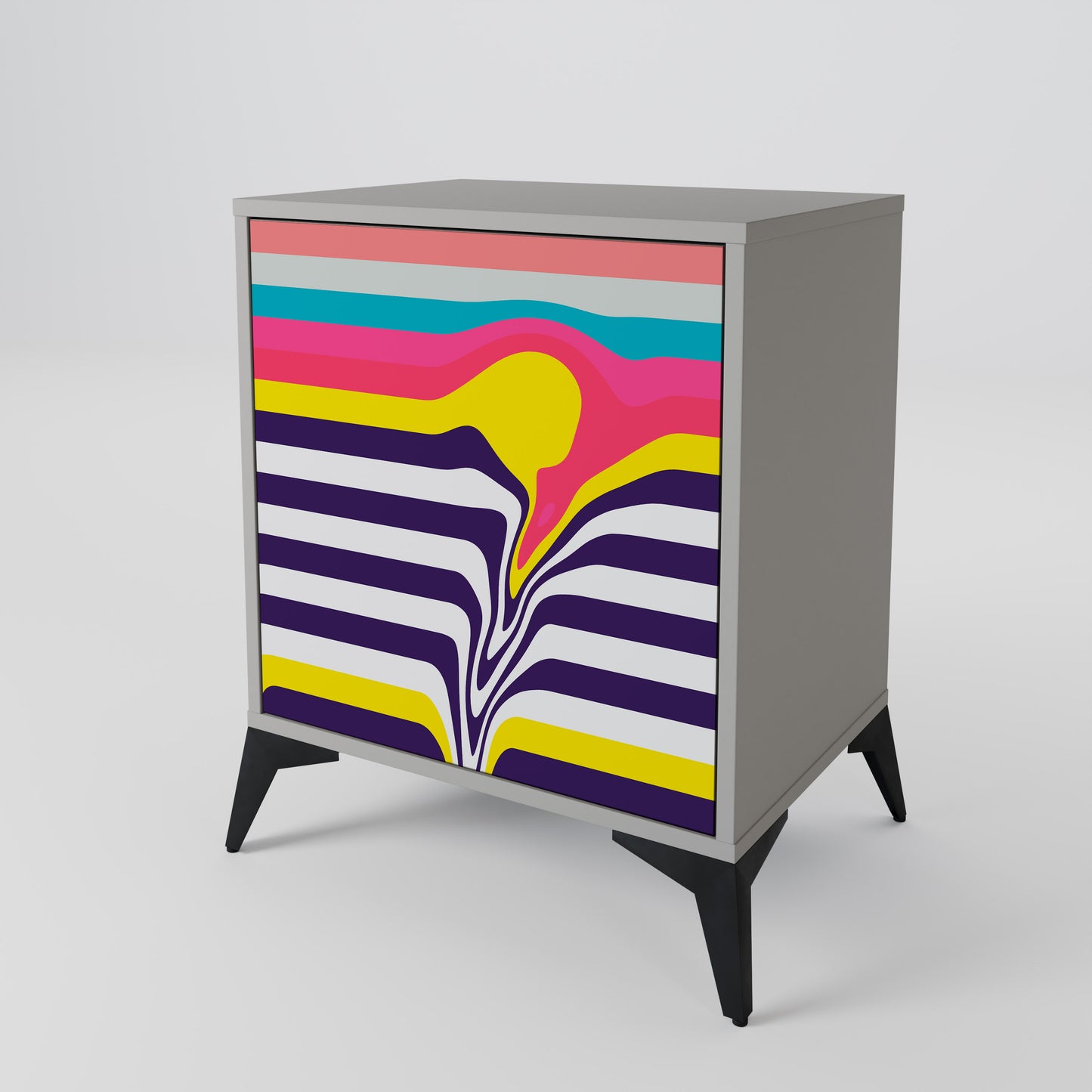 TONE COLLAPSE 1-Door Sideboard in Grey Finish