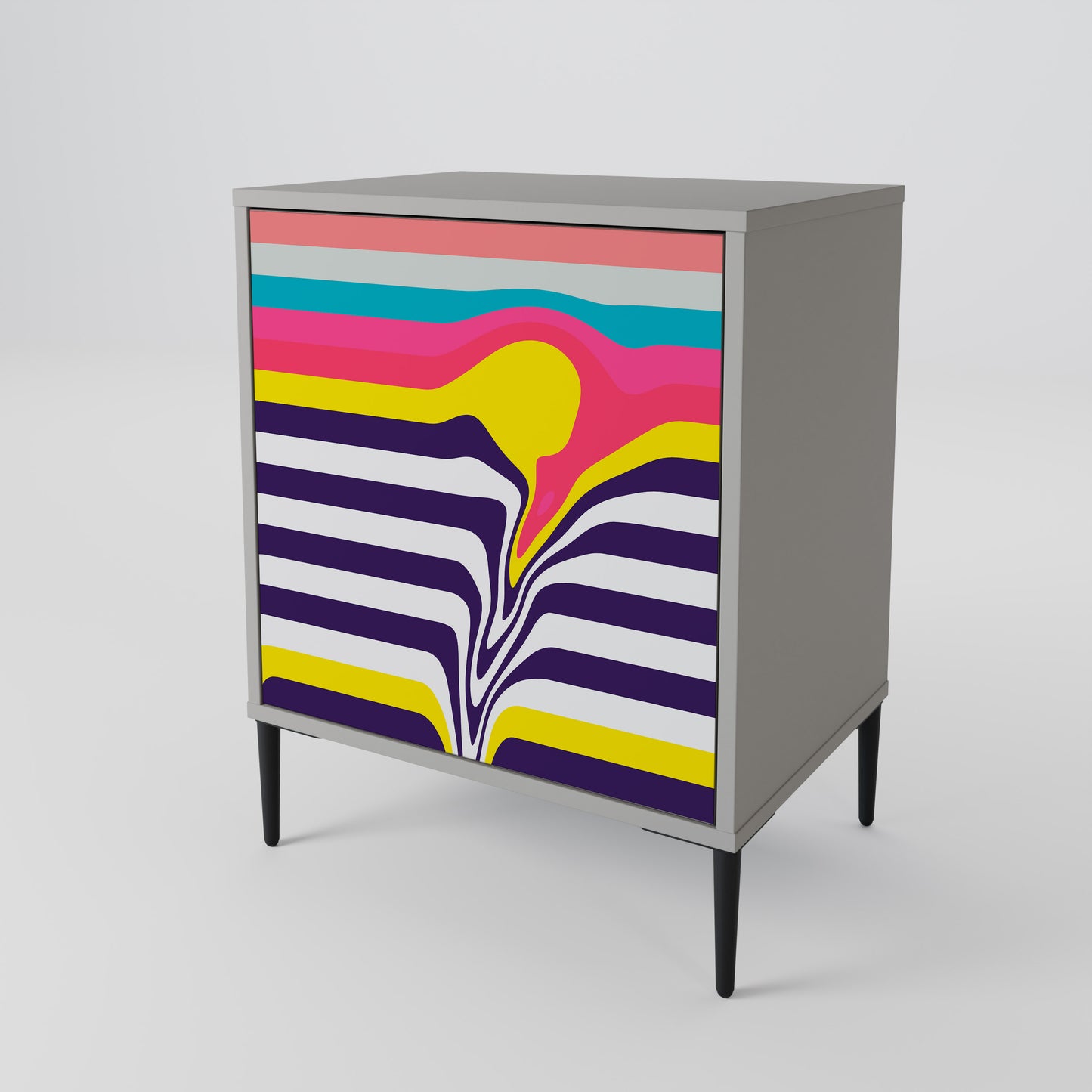 TONE COLLAPSE 1-Door Sideboard in Grey Finish