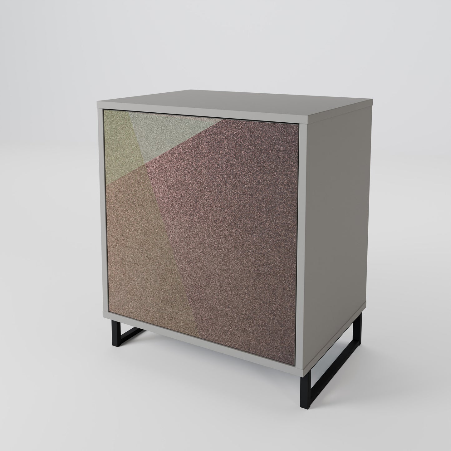 Credenza BEIGE GEOMETRY a 1 anta con finitura grigia