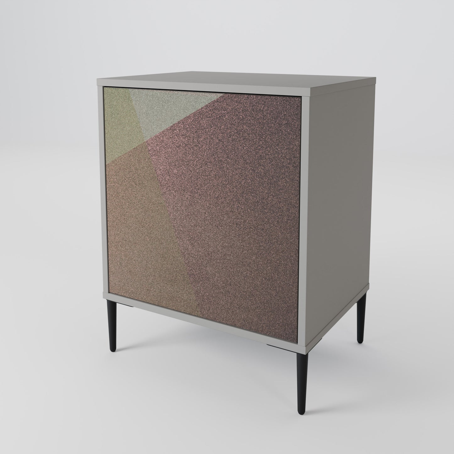 Credenza BEIGE GEOMETRY a 1 anta con finitura grigia