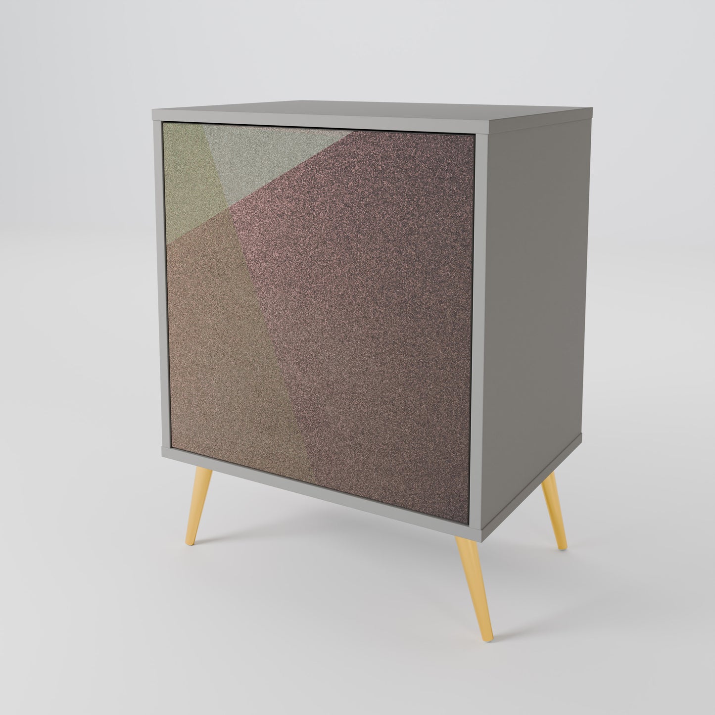 Credenza BEIGE GEOMETRY a 1 anta con finitura grigia