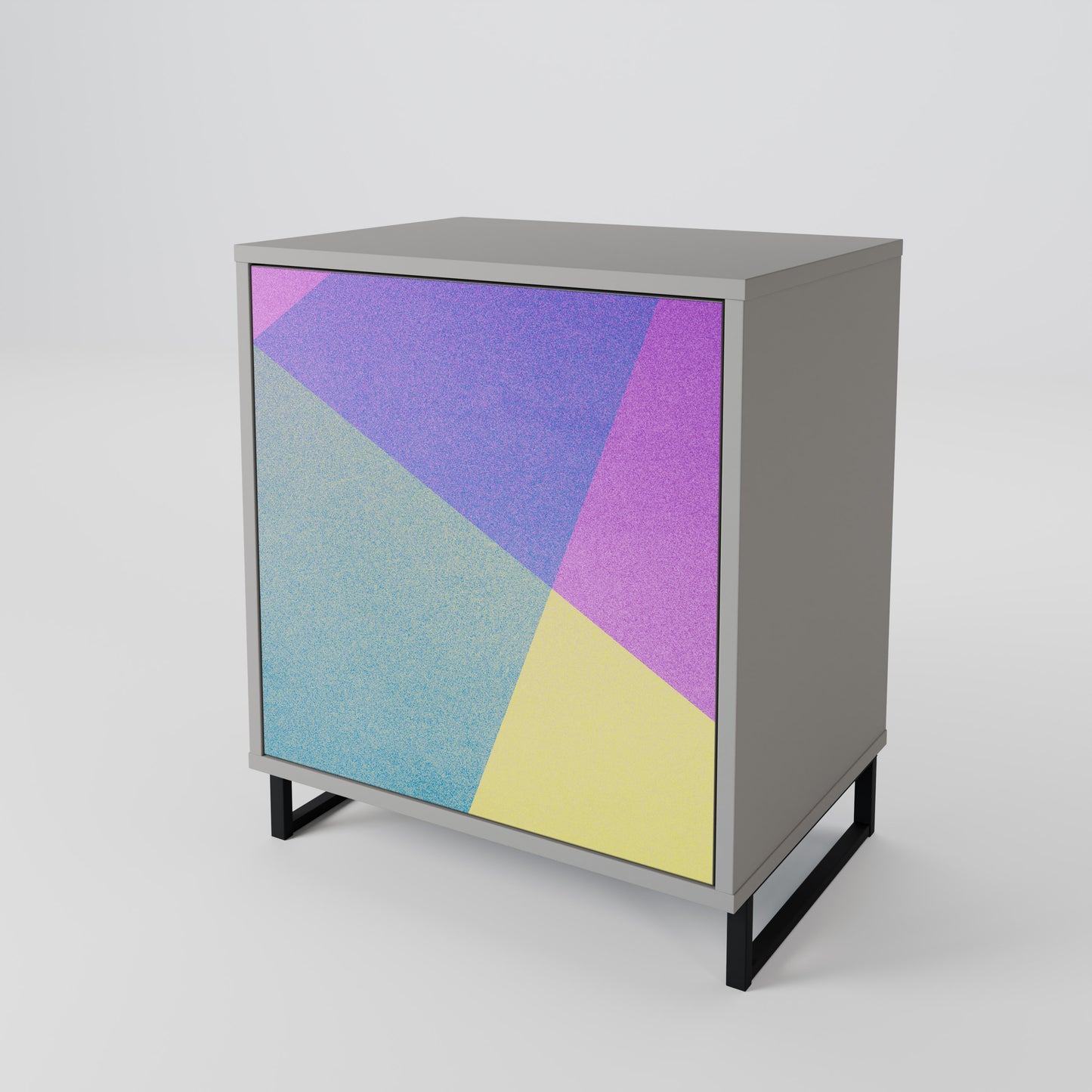 Credenza BRIGHT GEOMETRY a 1 anta con finitura grigia