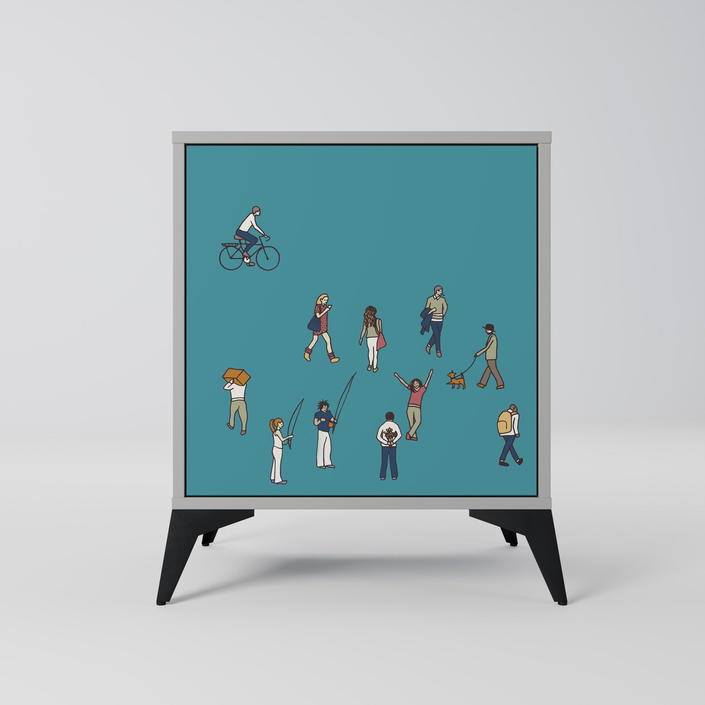 Credenza COLLECTIVE STREAM a 1 anta con finitura grigia