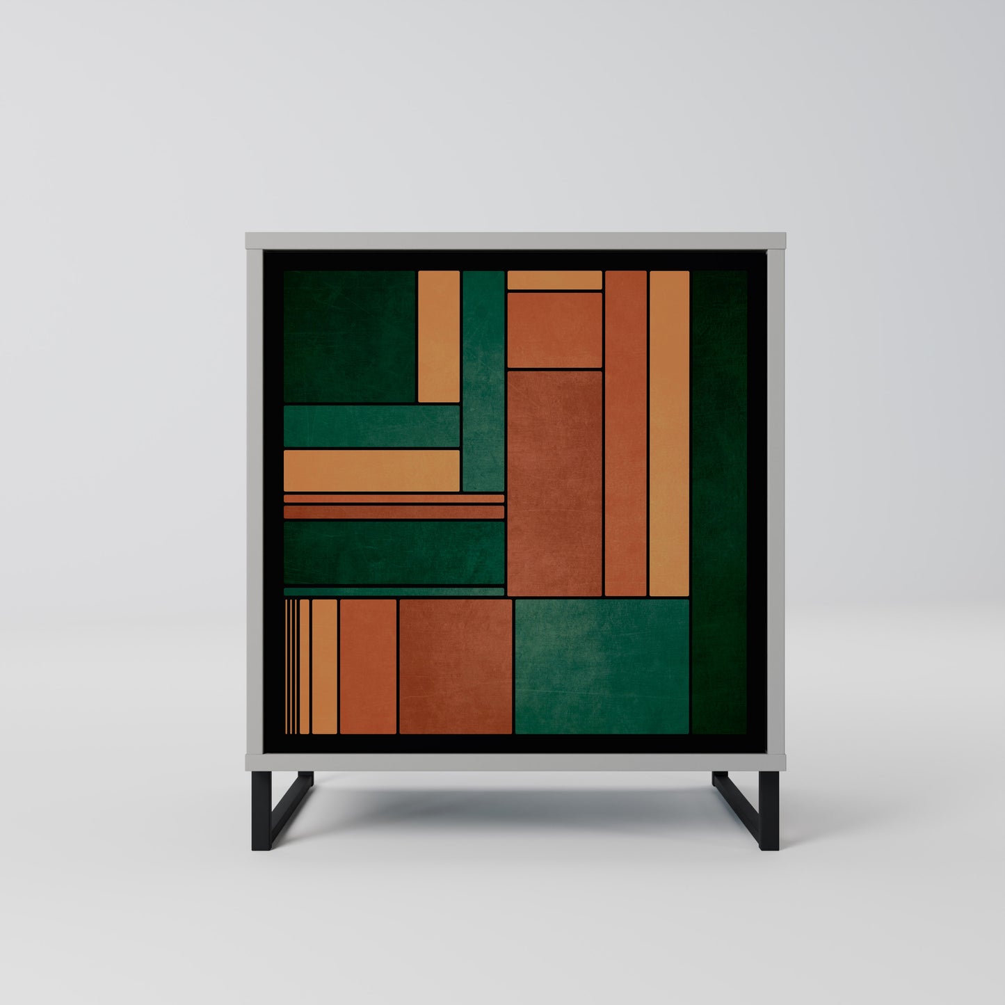 Credenza EARTHY FIGURES a 1 anta con finitura grigia