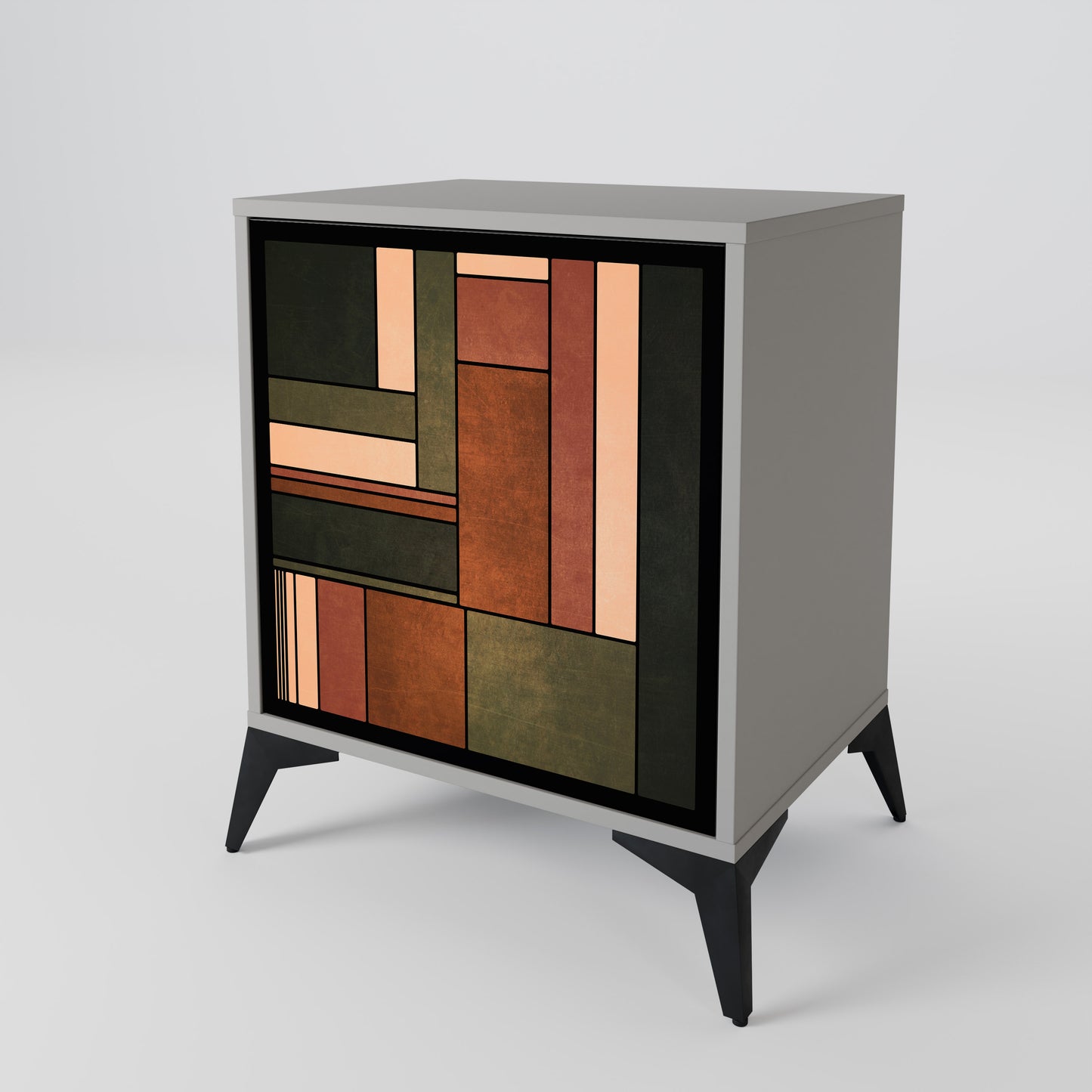 Credenza a 1 anta FIGURES OF NATURE in finitura grigia