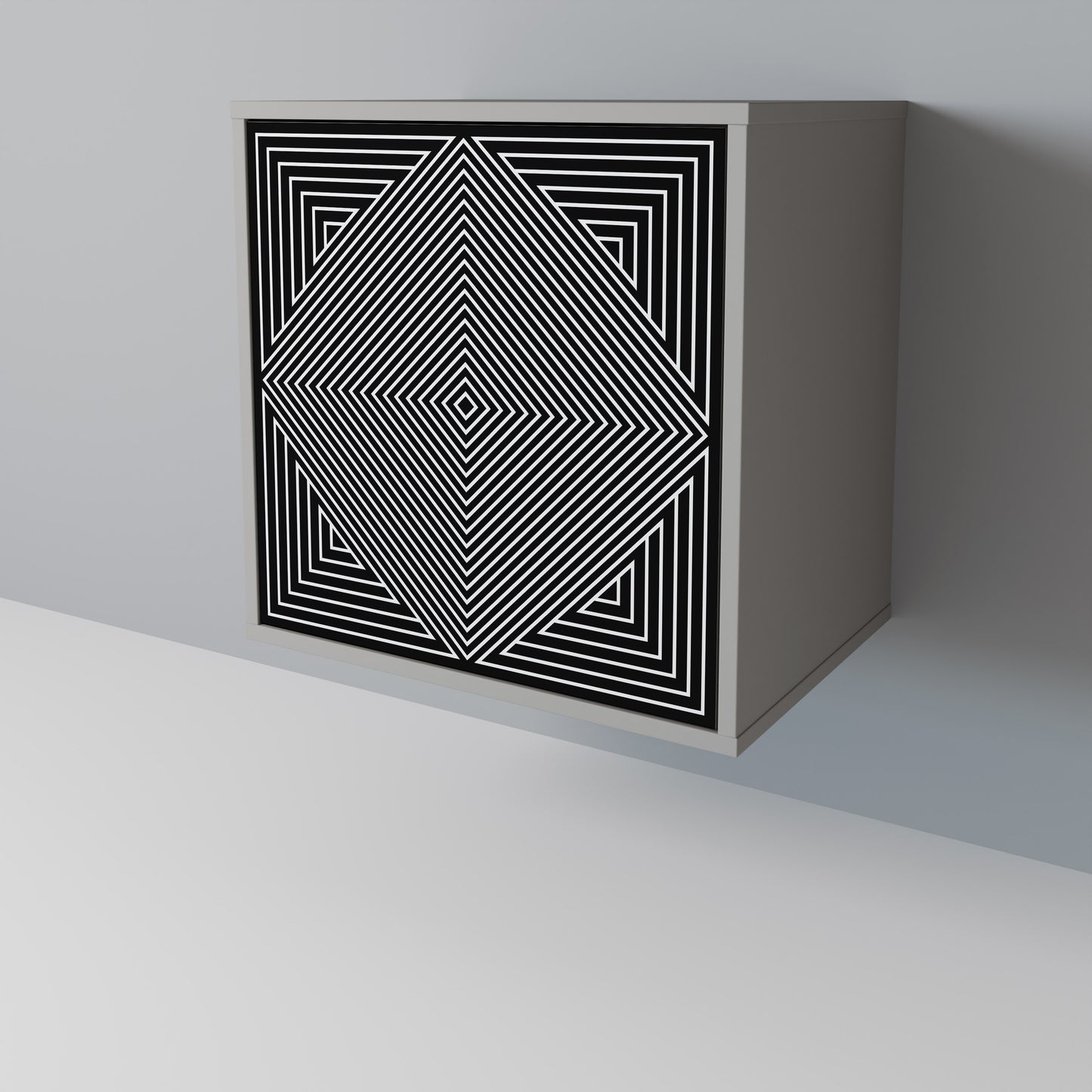 POLYGON ILLUSION 1-Door Sideboard in Grey Finish