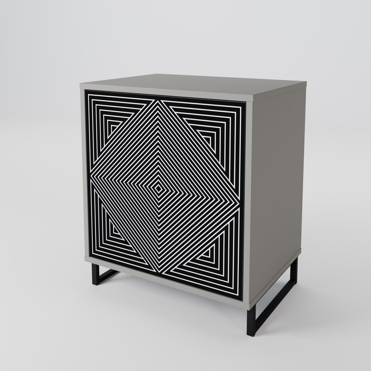 POLYGON ILLUSION 1-Door Sideboard in Grey Finish