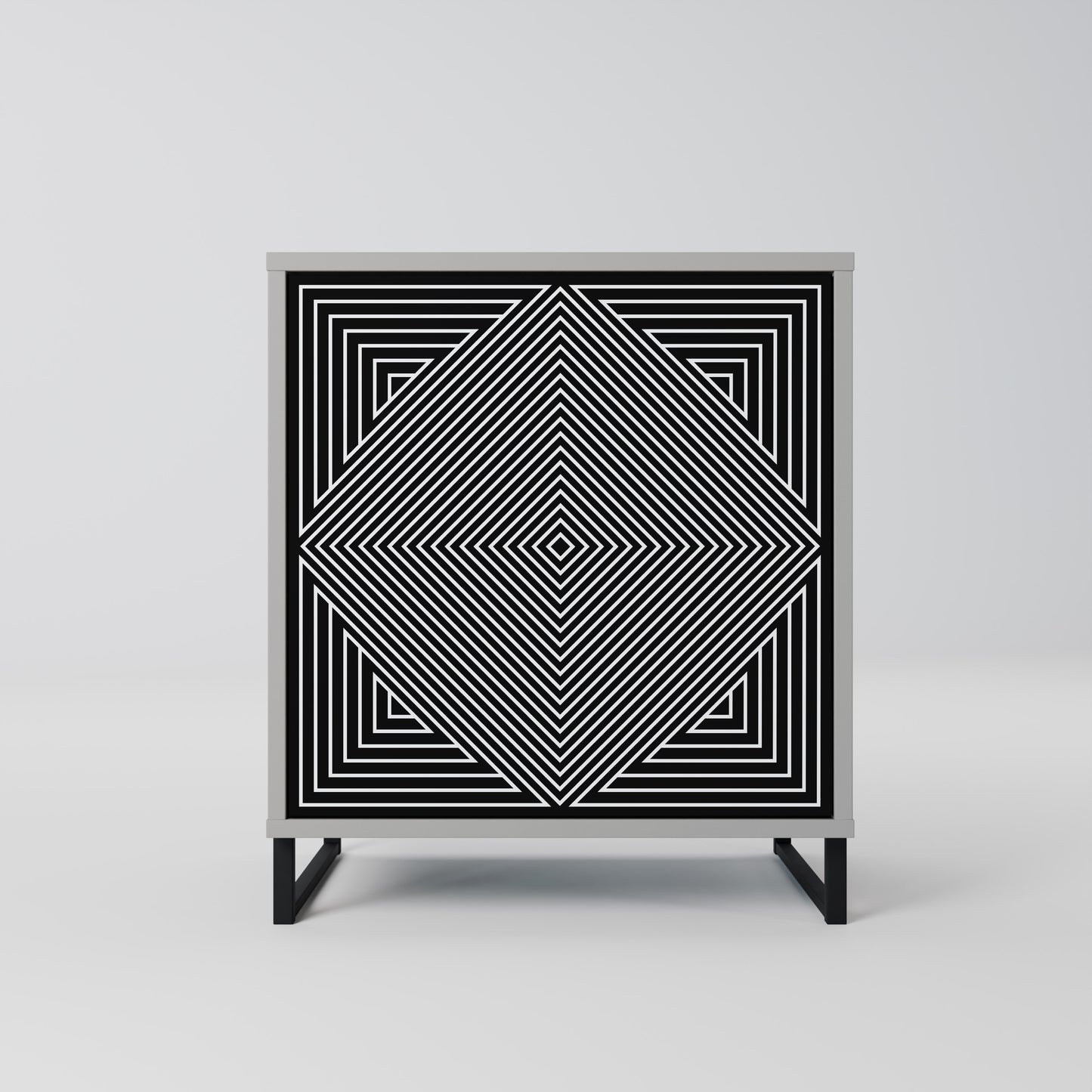 POLYGON ILLUSION 1-Door Sideboard in Grey Finish