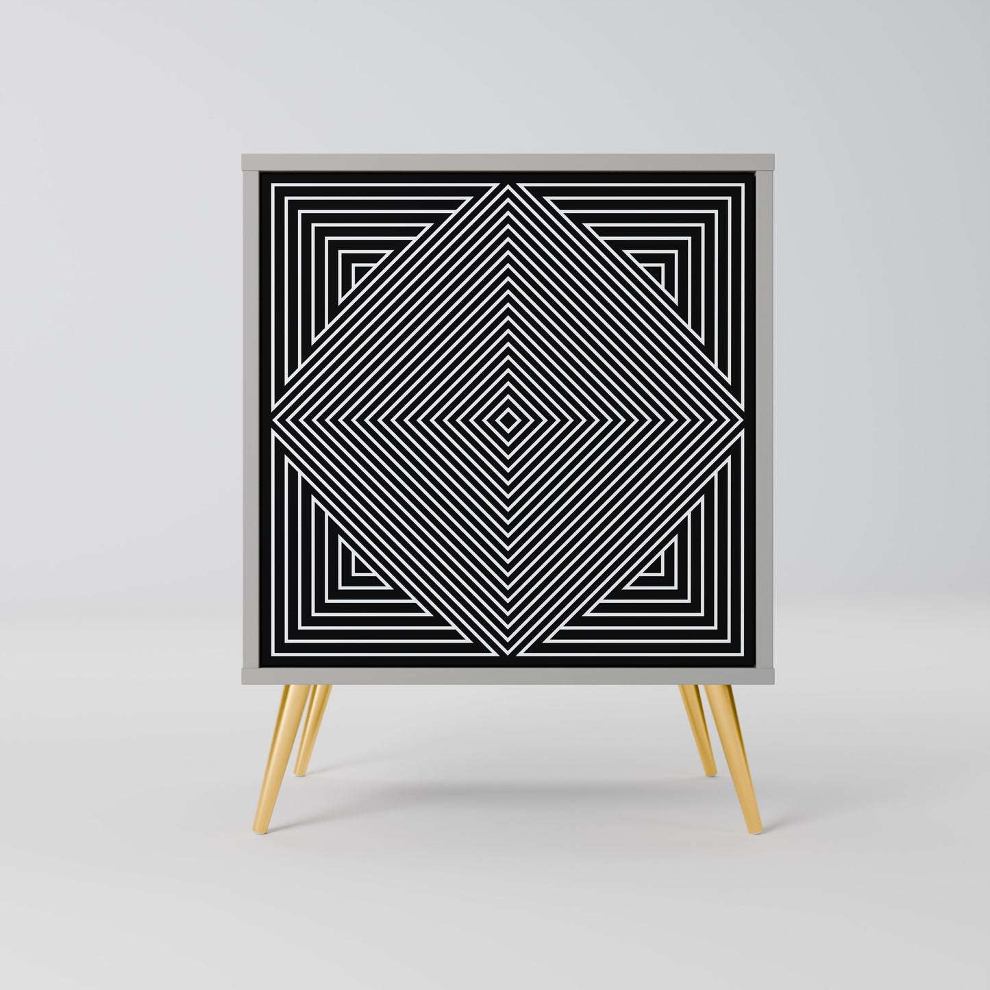 POLYGON ILLUSION 1-Door Sideboard in Grey Finish