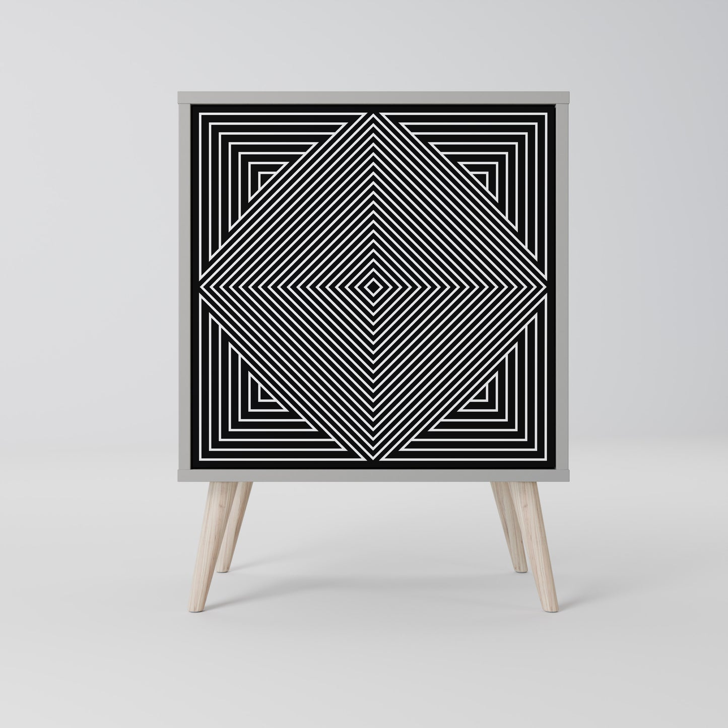 POLYGON ILLUSION 1-Door Sideboard in Grey Finish