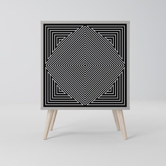 POLYGON ILLUSION 1-Door Sideboard in Grey Finish