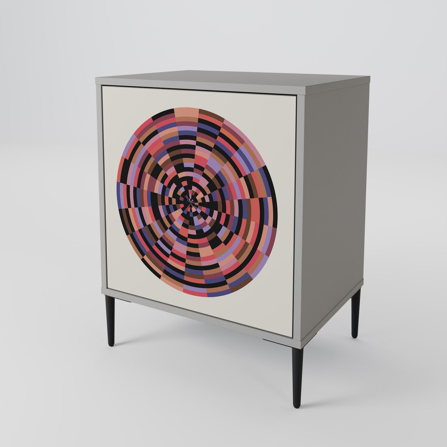 BROWN CIRCLES 1-Door Sideboard in Grey Finish