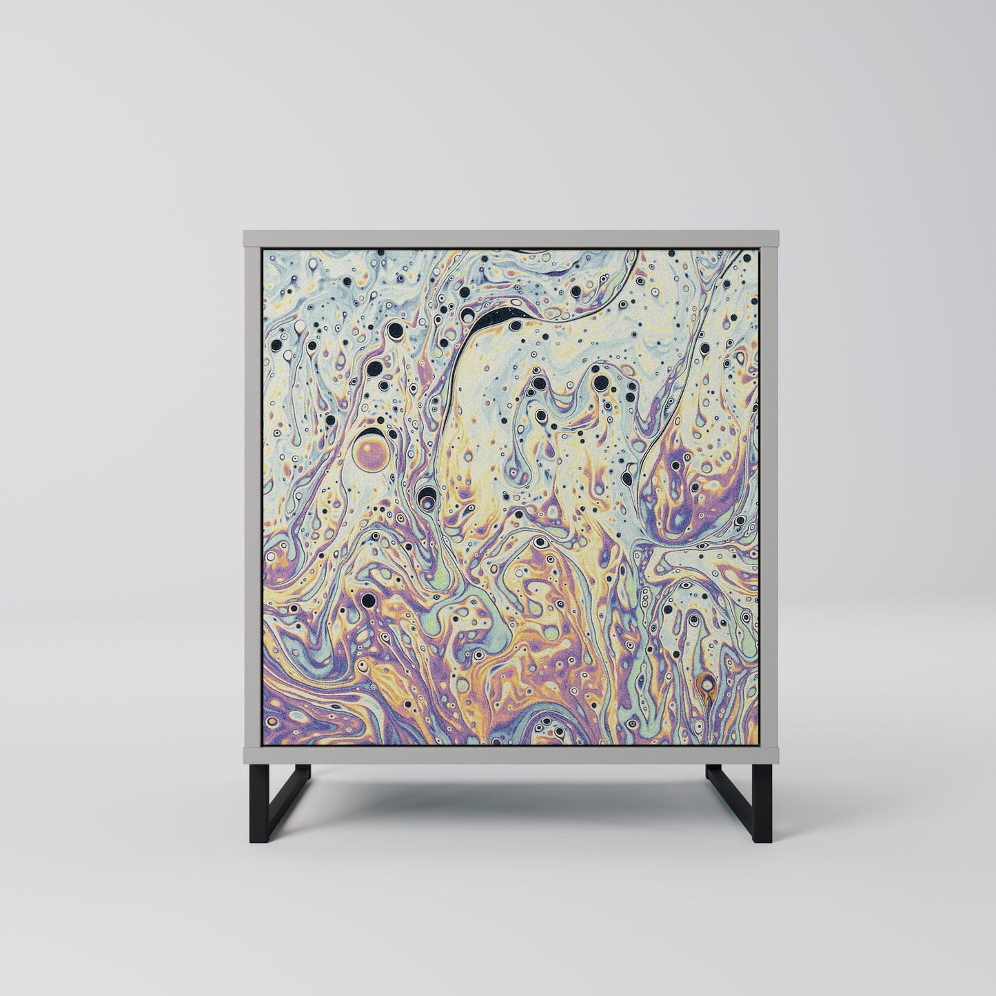 MOSAIC OF COLORS 1-Door Sideboard in Grey Finish