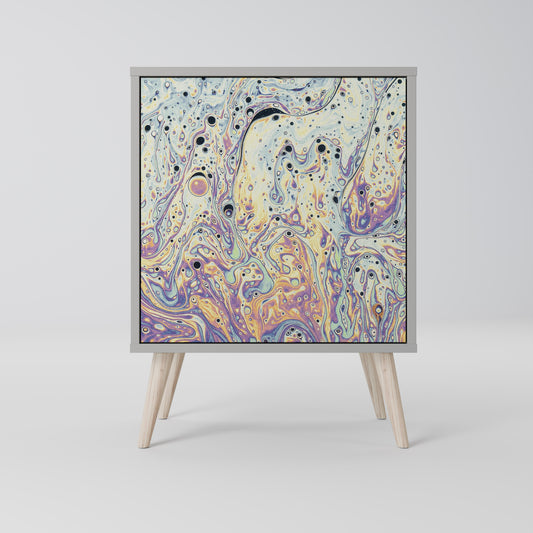 MOSAIC OF COLORS 1-Door Sideboard in Grey Finish