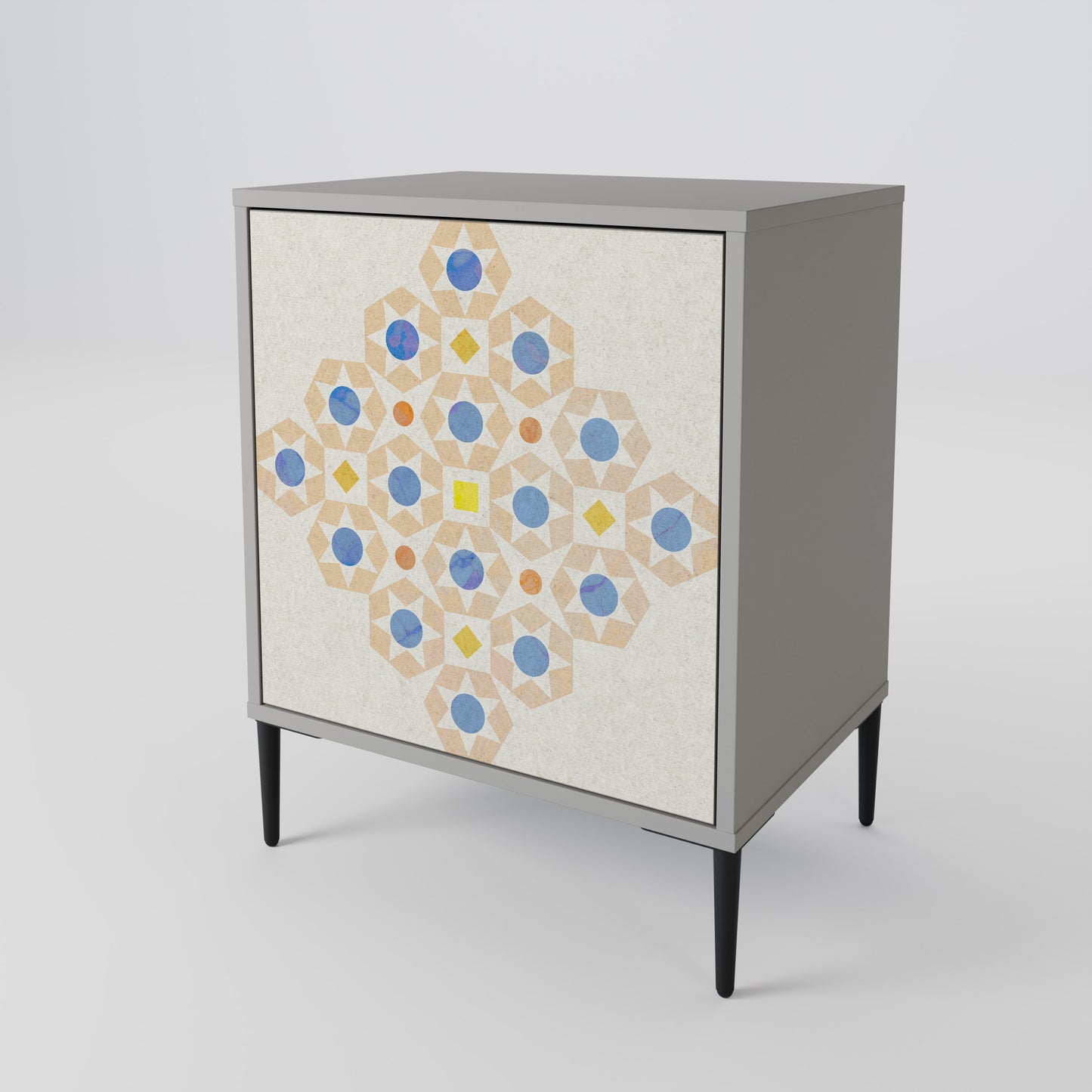 PATTERNED PRISM 1-Door Sideboard in Grey Finish