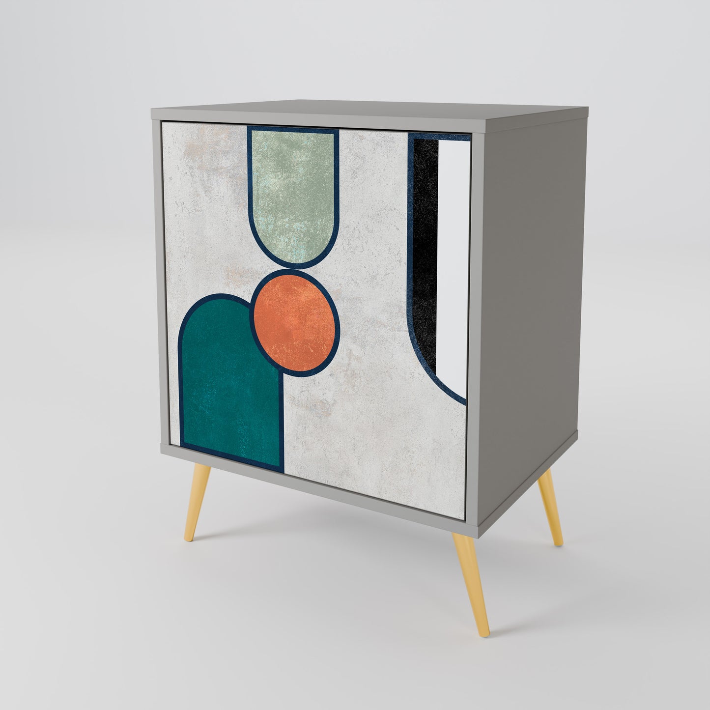 Credenza COOL STORY a 1 anta con finitura grigia