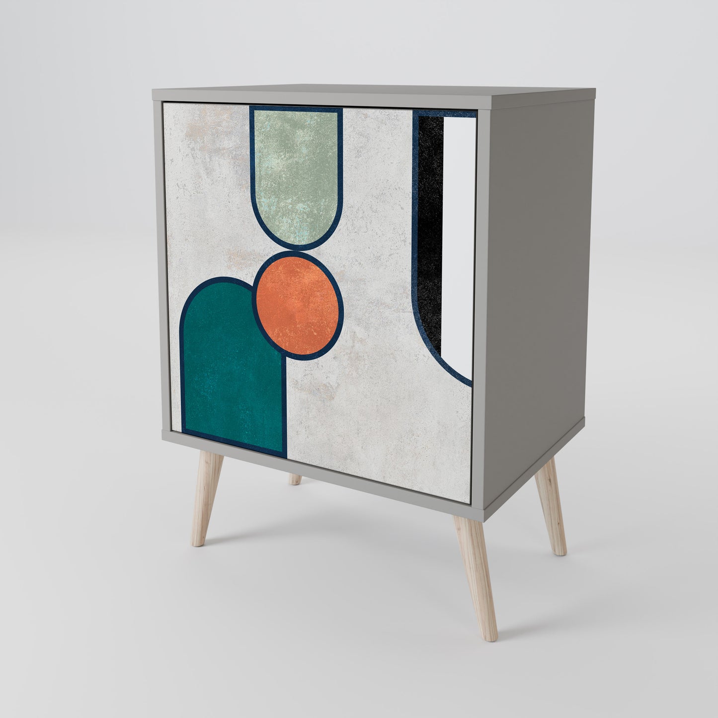 Credenza COOL STORY a 1 anta con finitura grigia