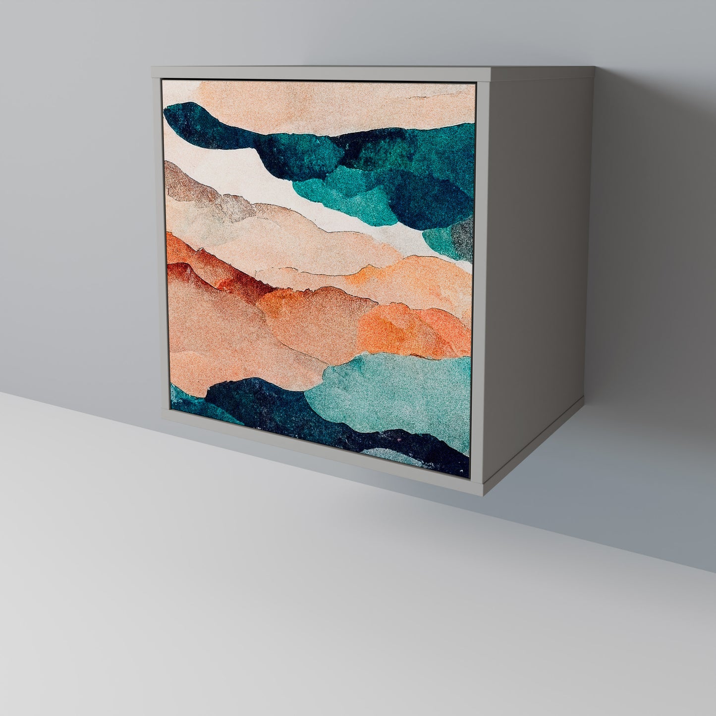 Credenza a 1 anta ABSTRACT LANDSCAPE in finitura grigia