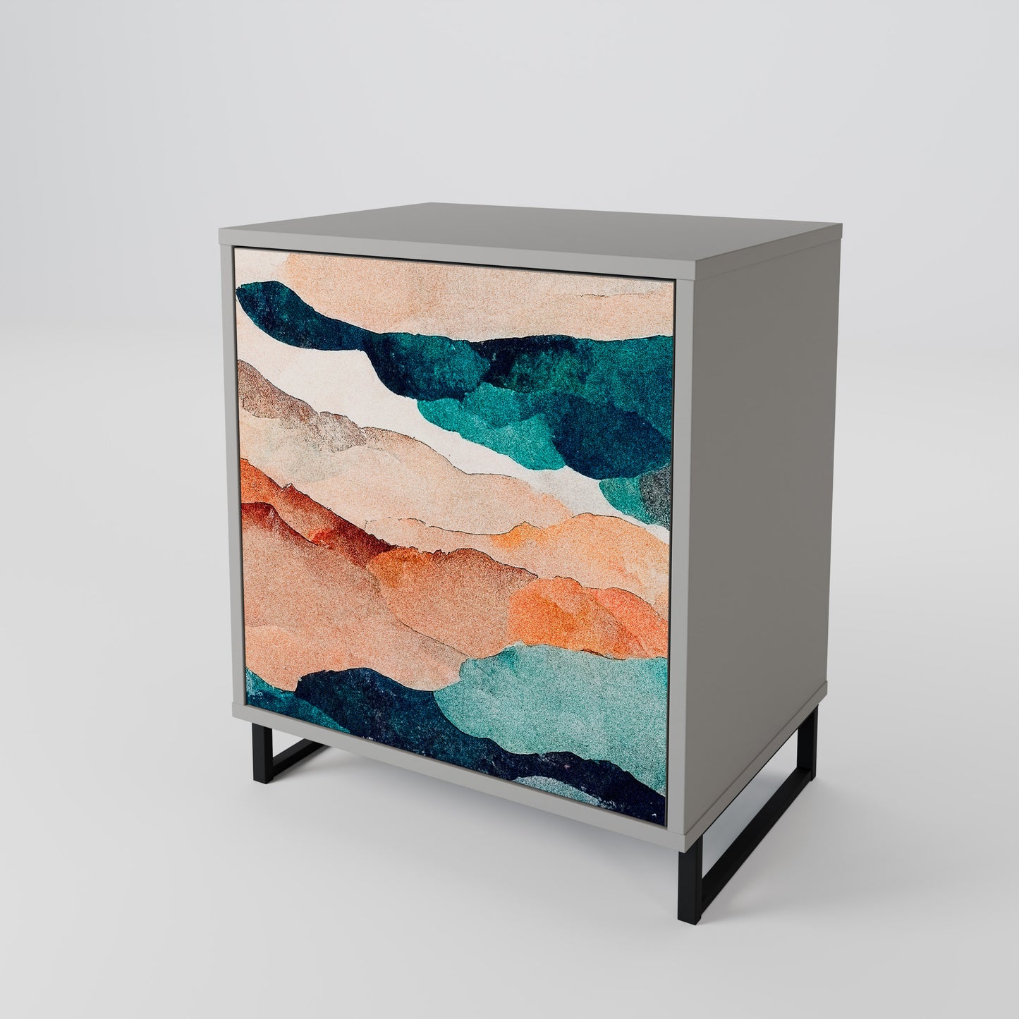 Credenza a 1 anta ABSTRACT LANDSCAPE in finitura grigia
