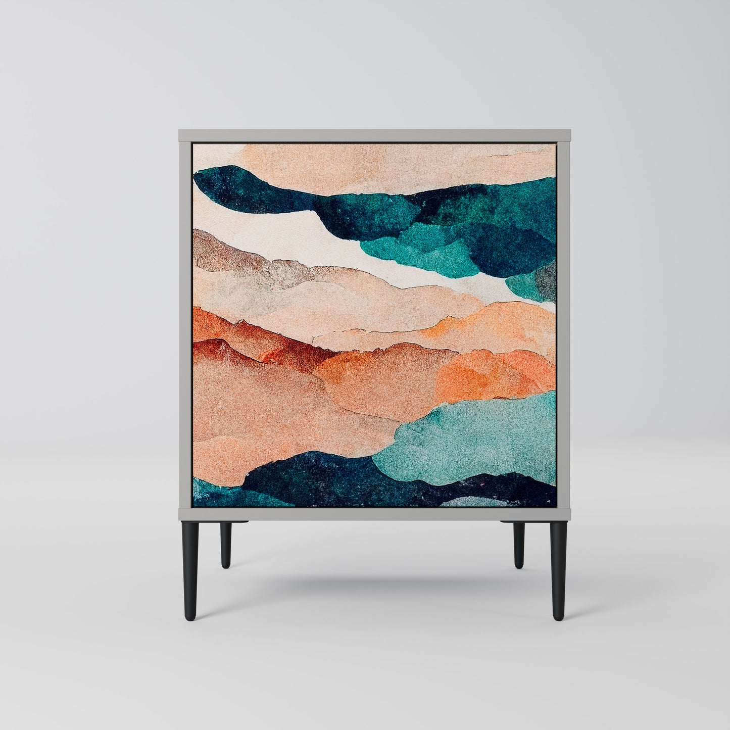Credenza a 1 anta ABSTRACT LANDSCAPE in finitura grigia