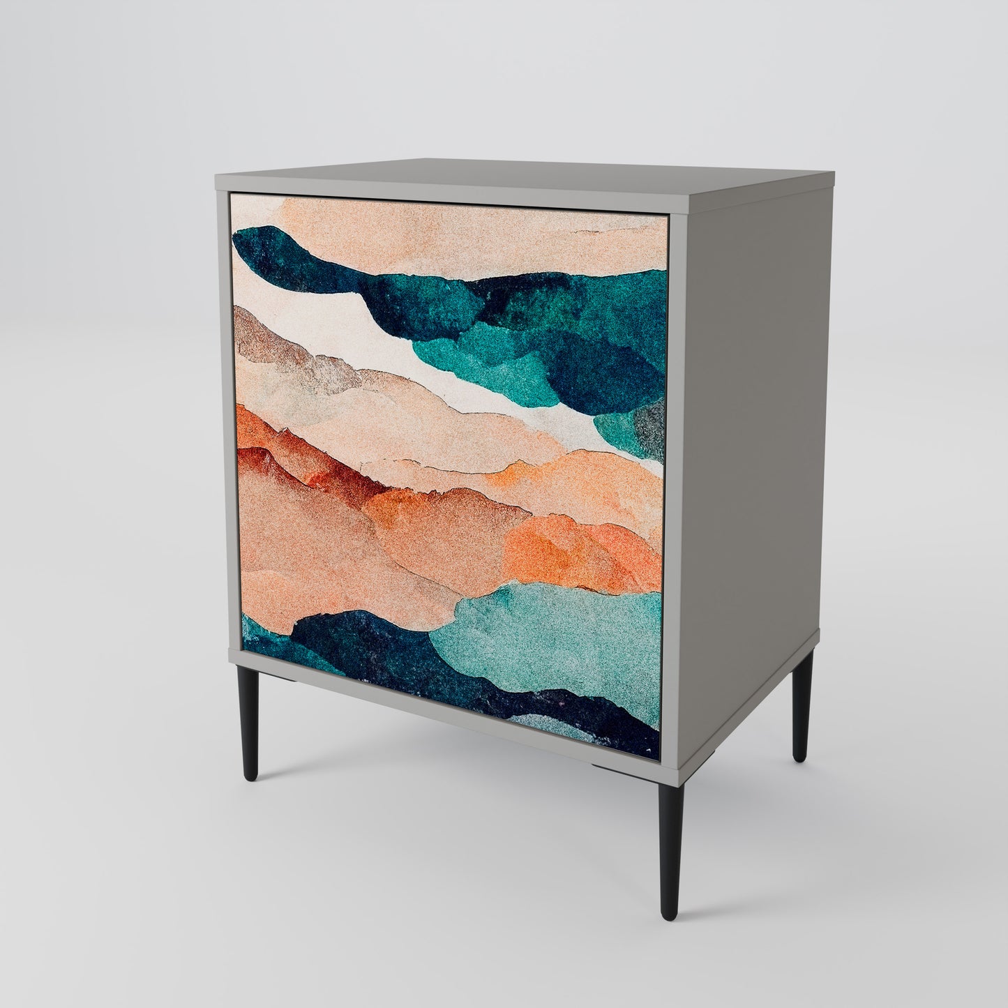 Credenza a 1 anta ABSTRACT LANDSCAPE in finitura grigia