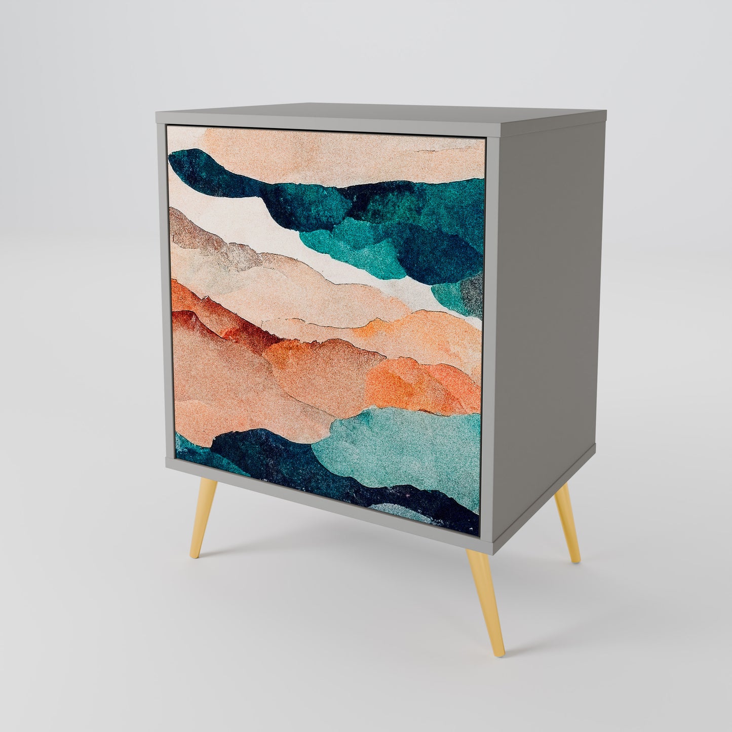 Credenza a 1 anta ABSTRACT LANDSCAPE in finitura grigia