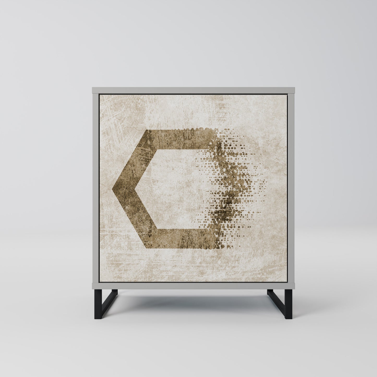 Credenza a 1 anta HEXAGONAL SHAPES in finitura grigia