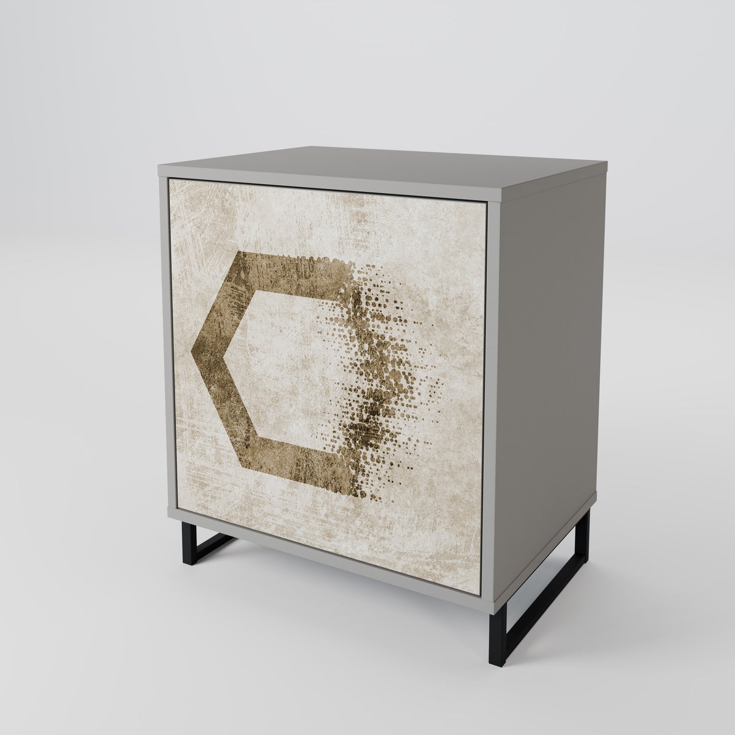 Credenza a 1 anta HEXAGONAL SHAPES in finitura grigia