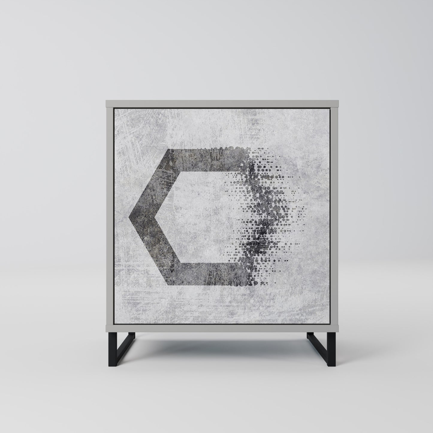 Credenza HEXAGONAL FIGURES a 1 anta in finitura grigia