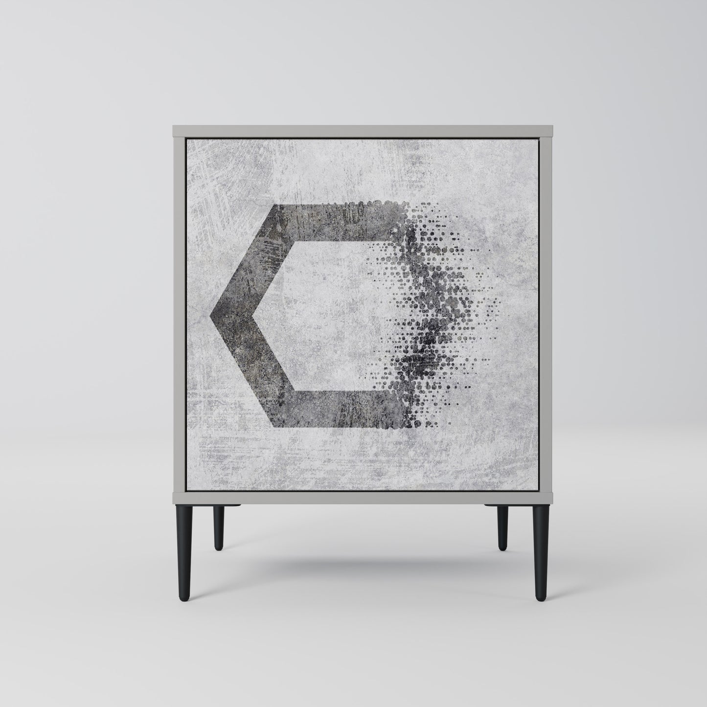 Credenza HEXAGONAL FIGURES a 1 anta in finitura grigia