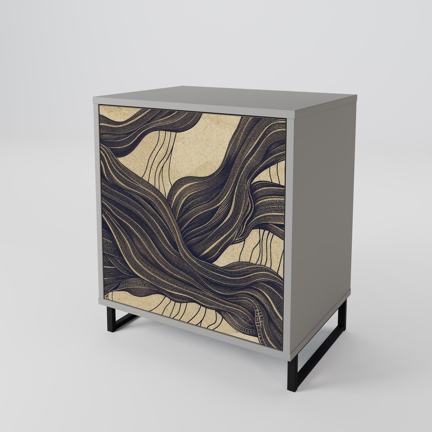 UNIFIED FRAGMENTS 1-Door Sideboard in Grey Finish