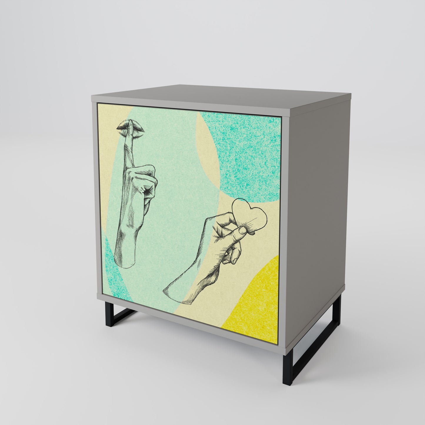 BODY LANGUAGE Credenza a 1 anta con finitura grigia