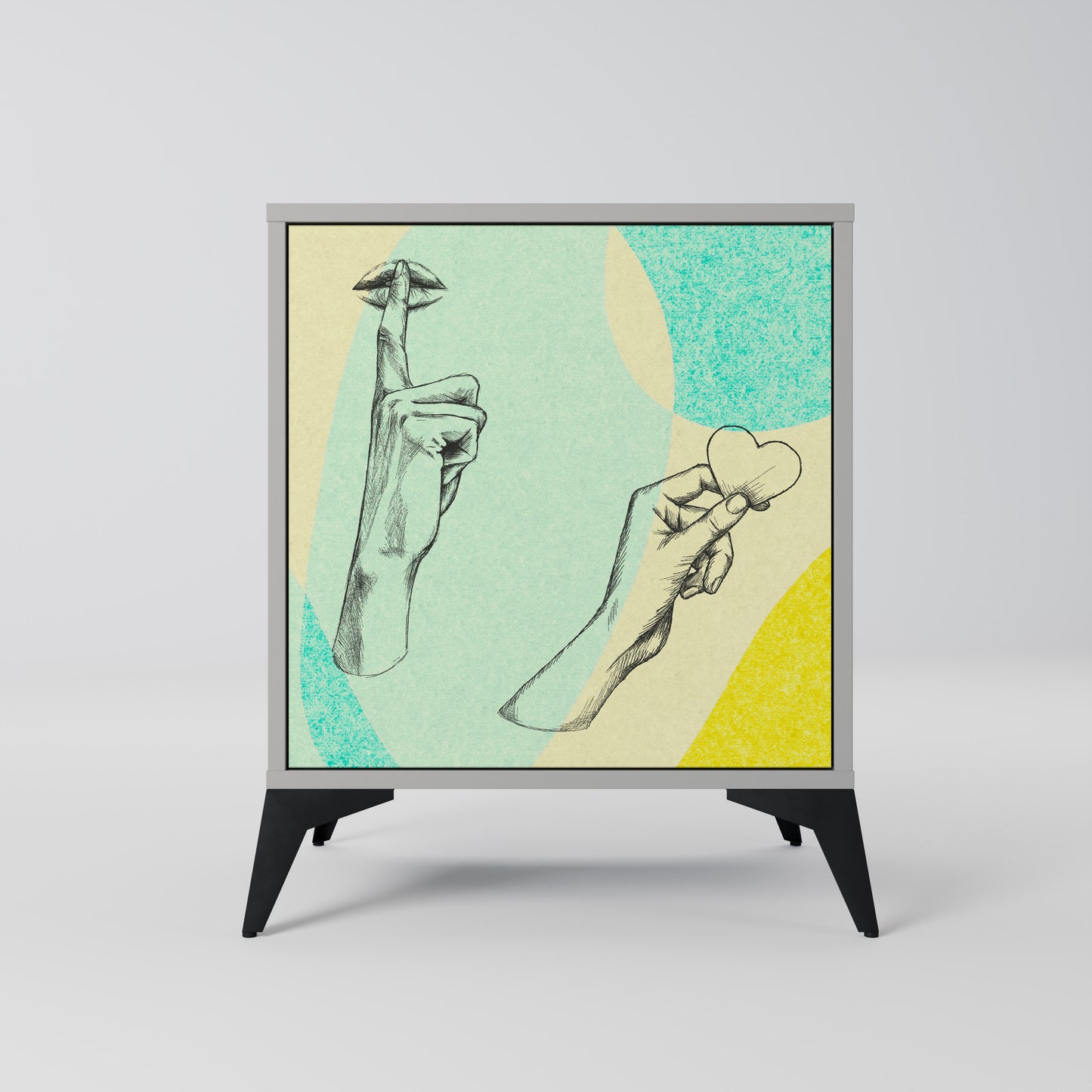 BODY LANGUAGE Credenza a 1 anta con finitura grigia