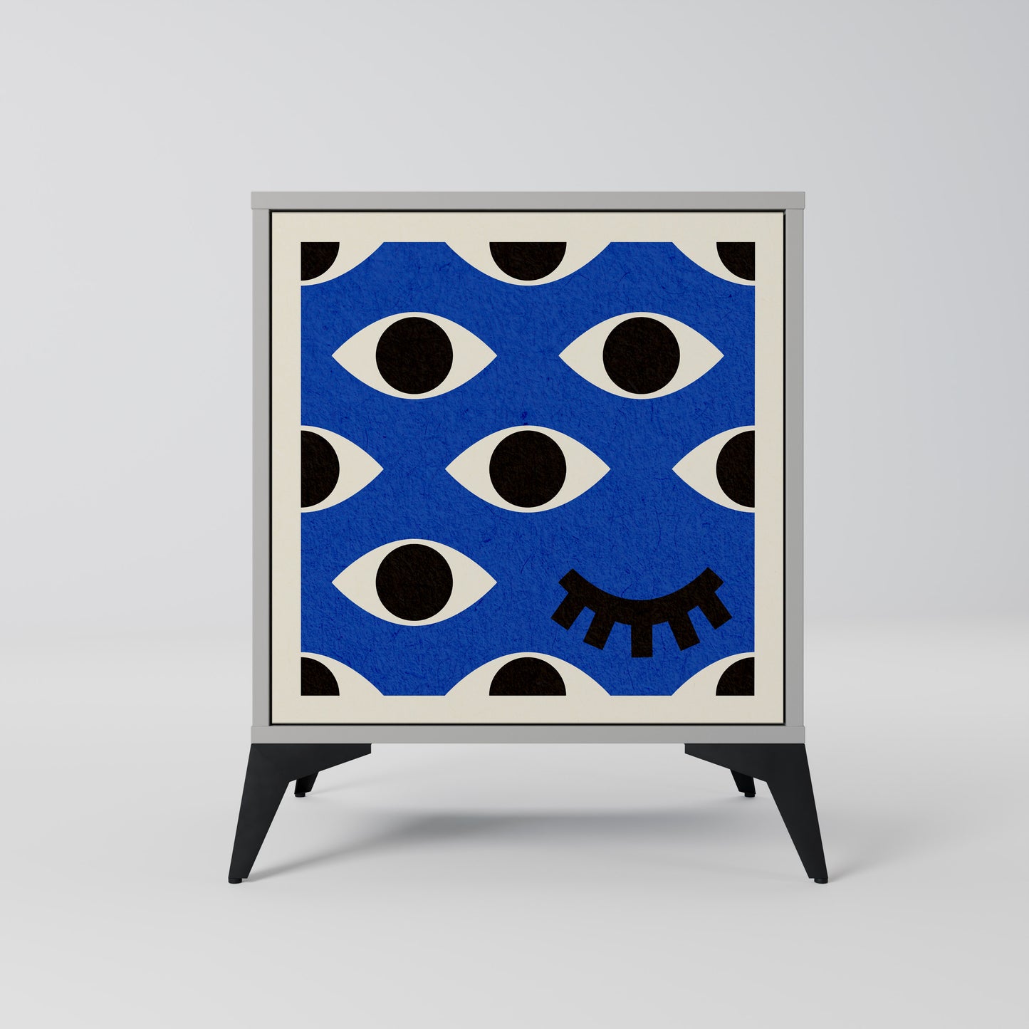 GEOMETRIC EYES 1-Door Sideboard in Grey Finish