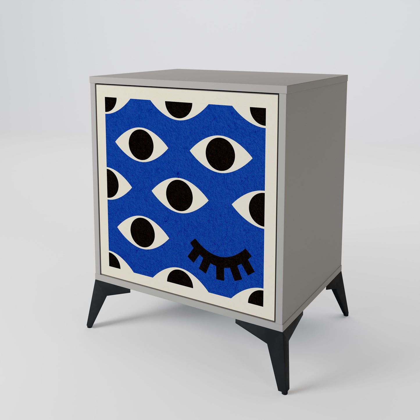 GEOMETRIC EYES 1-Door Sideboard in Grey Finish