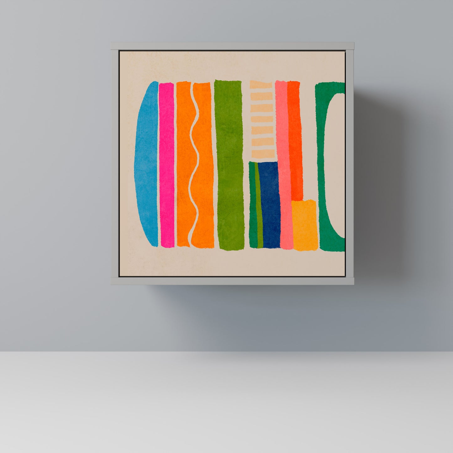 Credenza GEOMETRIC SHINE a 1 anta in finitura grigia