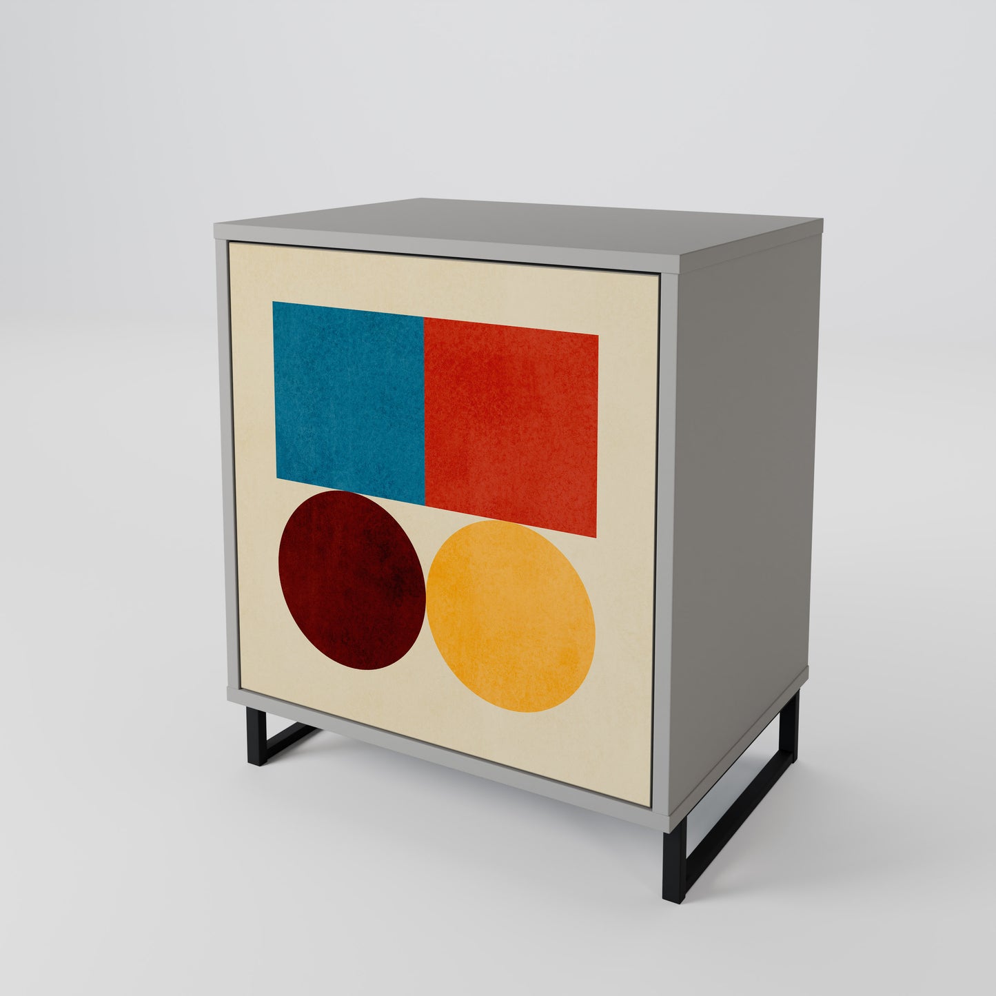 Credenza GEOMETRIC PUZZLE a 1 anta in finitura grigia