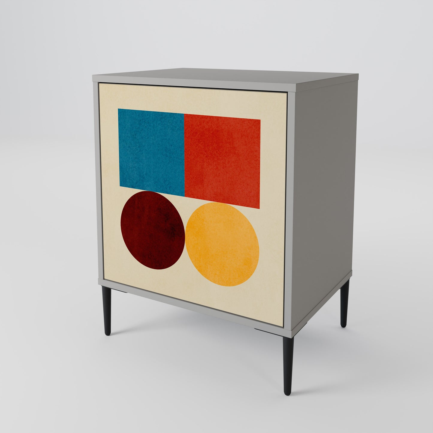 Credenza GEOMETRIC PUZZLE a 1 anta in finitura grigia