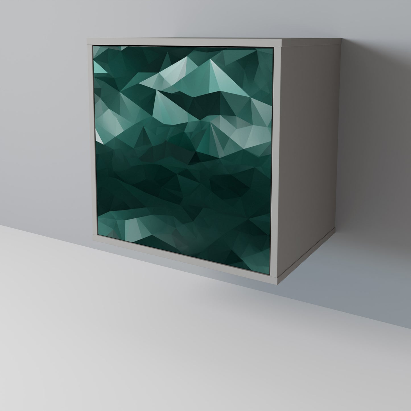 POLYGONAL FLOATING 1-Door Sideboard in Grey Finish