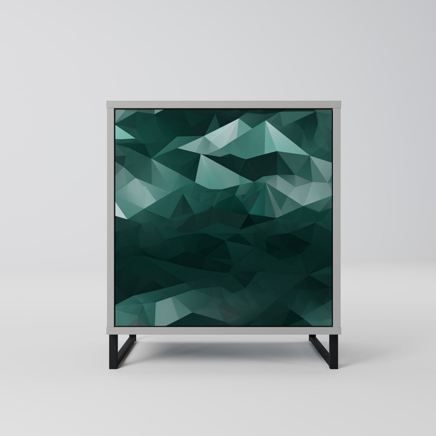 POLYGONAL FLOATING 1-Door Sideboard in Grey Finish