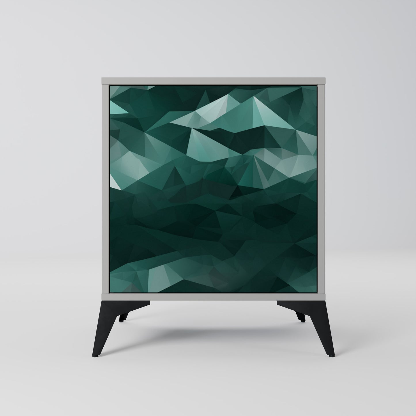 POLYGONAL FLOATING 1-Door Sideboard in Grey Finish