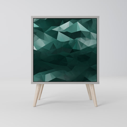 POLYGONAL FLOATING 1-Door Sideboard in Grey Finish