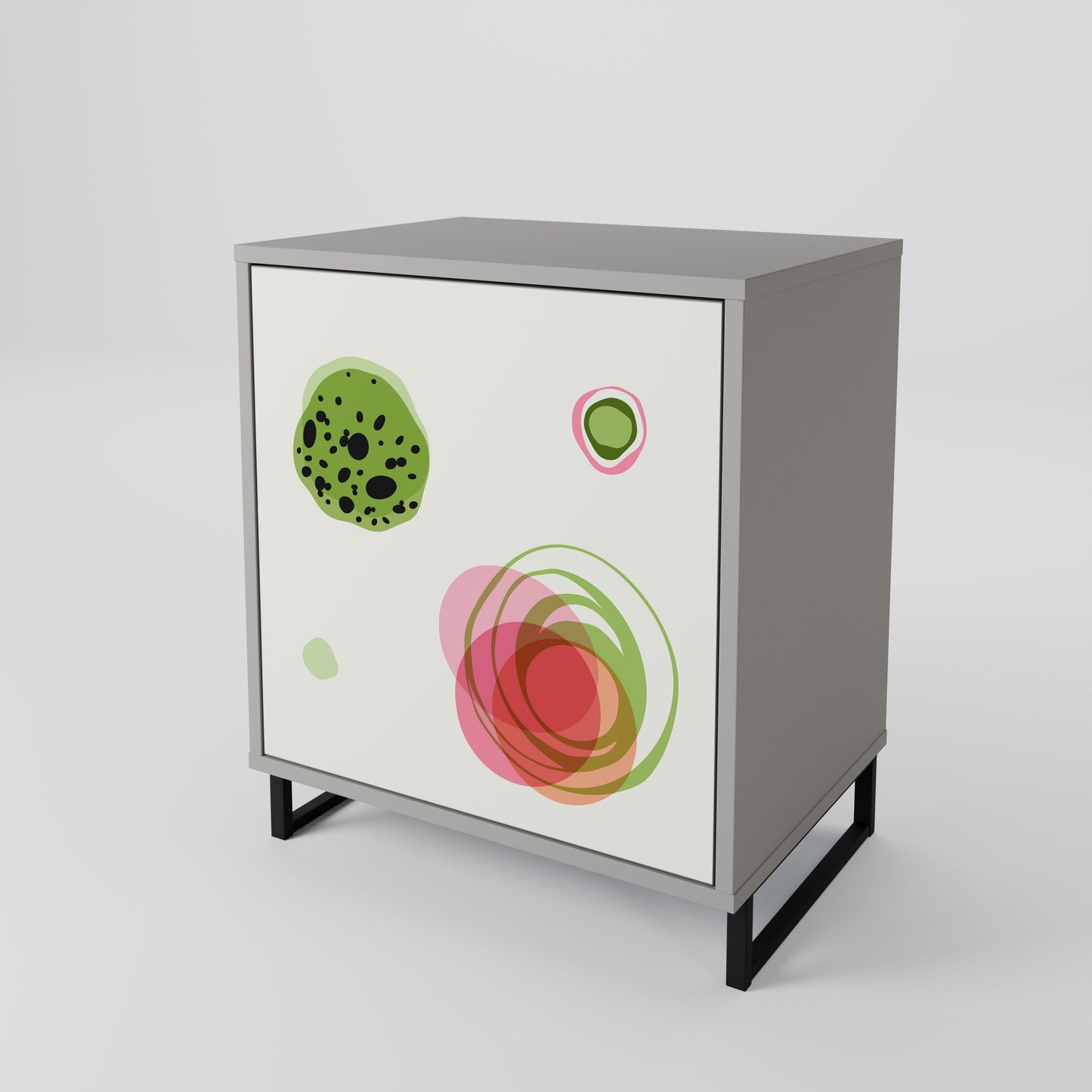 COLORFUL COSMOS 1-Door Sideboard in Grey Finish