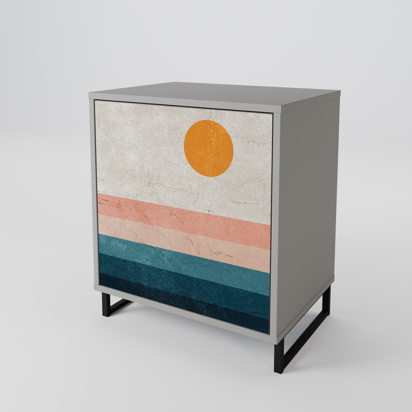 Credenza TWO HALVES a 1 anta con finitura grigia