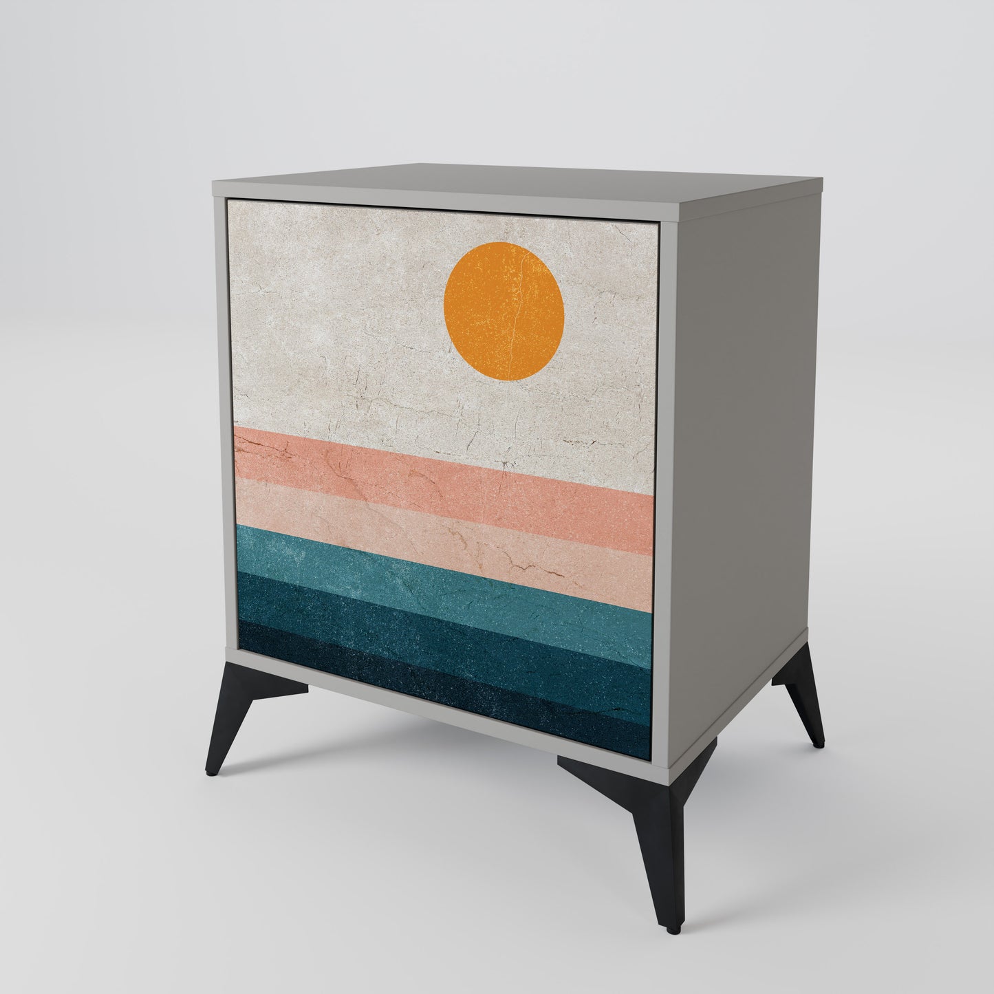 Credenza TWO HALVES a 1 anta con finitura grigia