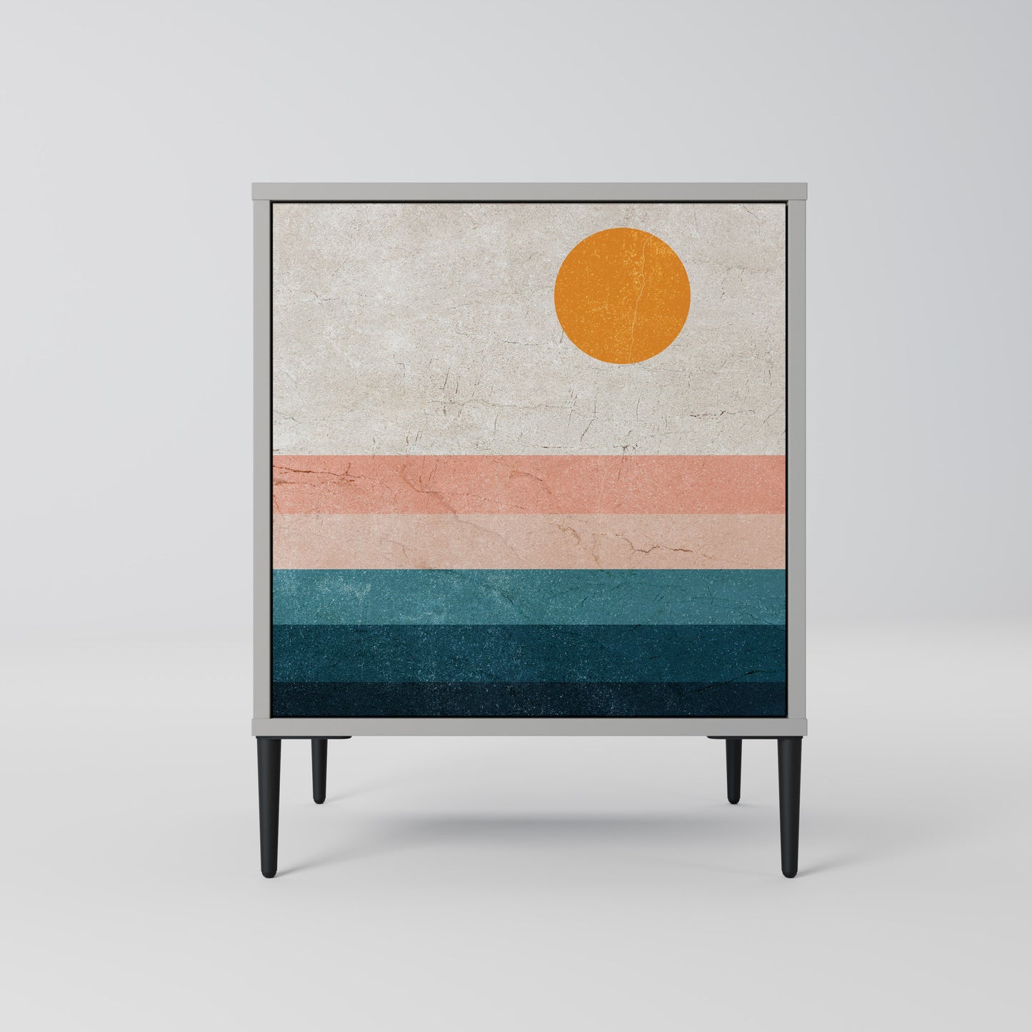 Credenza TWO HALVES a 1 anta con finitura grigia